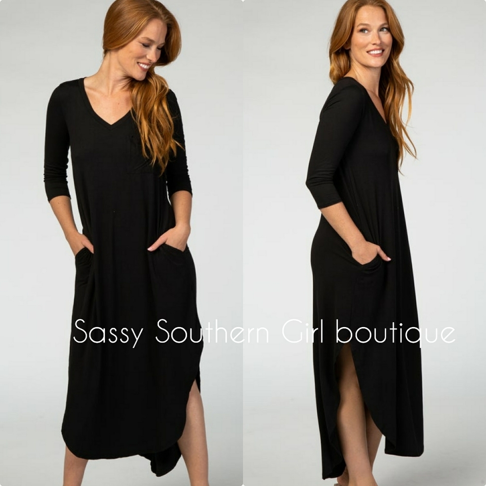 🆕⭐ Black long sleeve maxi/midi dress